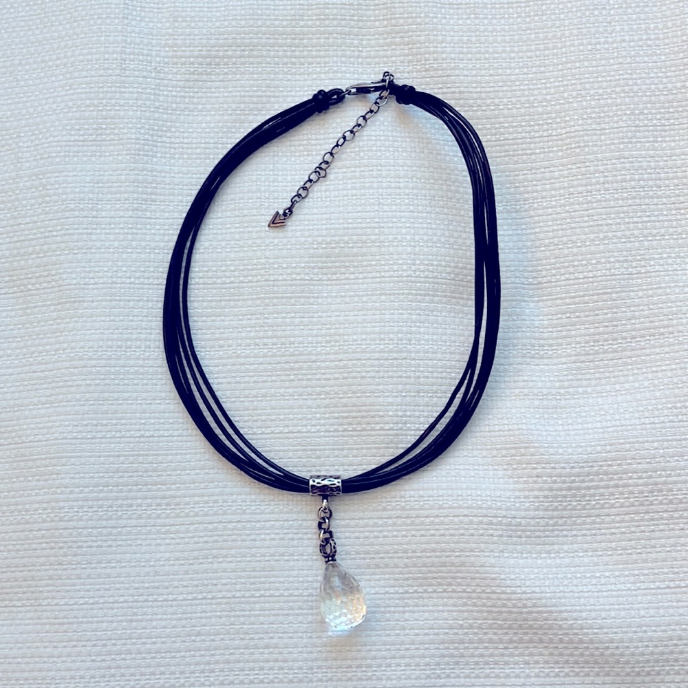 SILPADA STERLING SILVER, GLASS & LEATHER NECKLACE